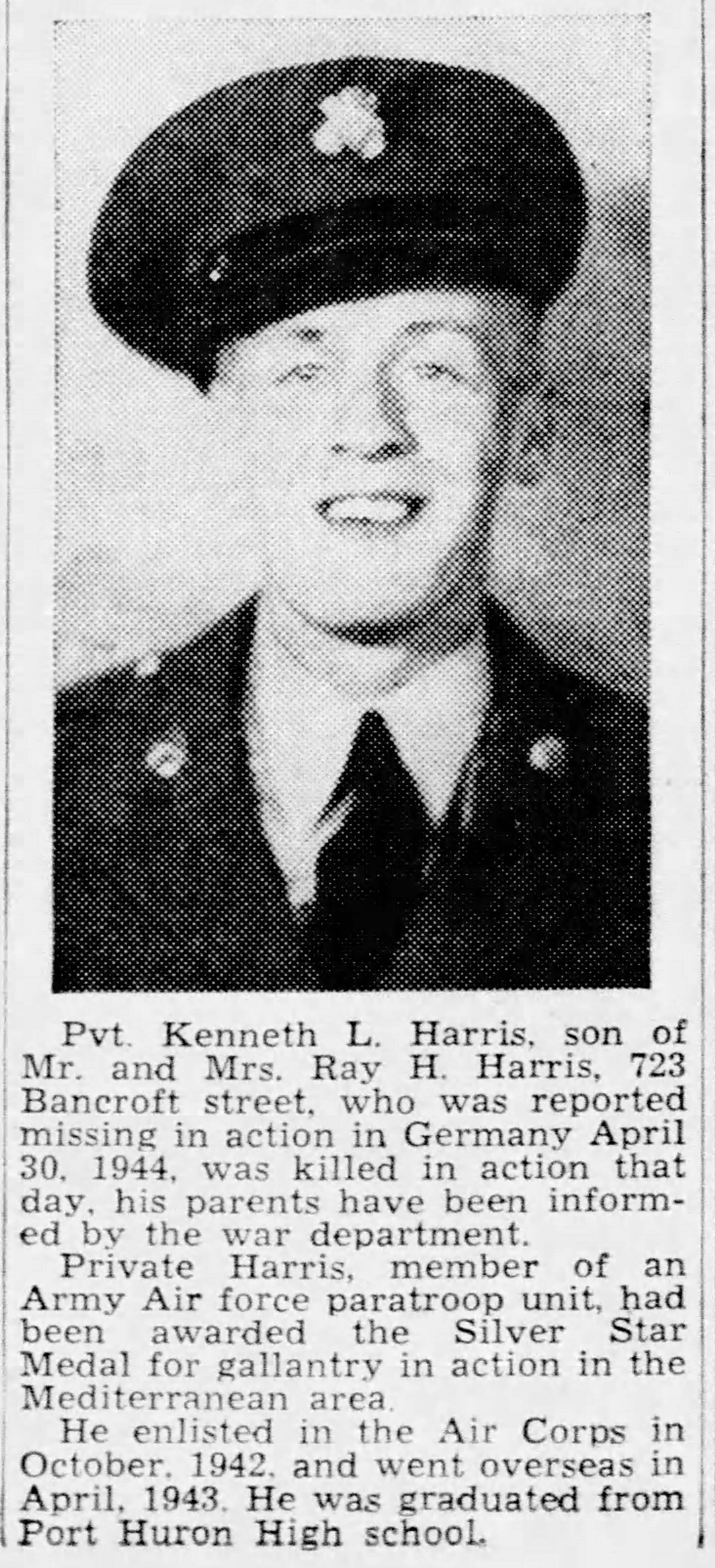 Private Kenneth L. Harris width=